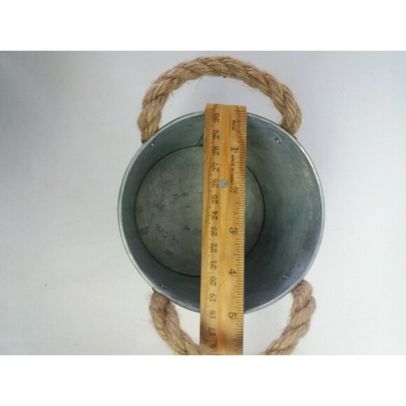 Country Living Primitive Tin Bucket Embossed Star Planter Distressed Decorative - Picture 5 of 8